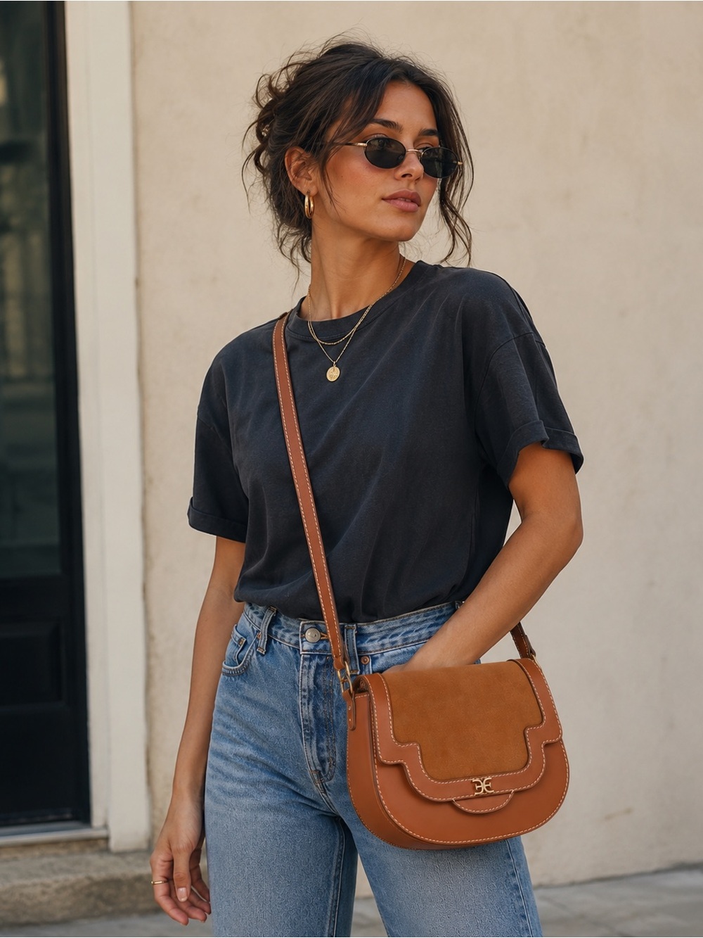 New with tags Sam Edelman Marsella Large Saddle Crossbody Bag in Cognac.